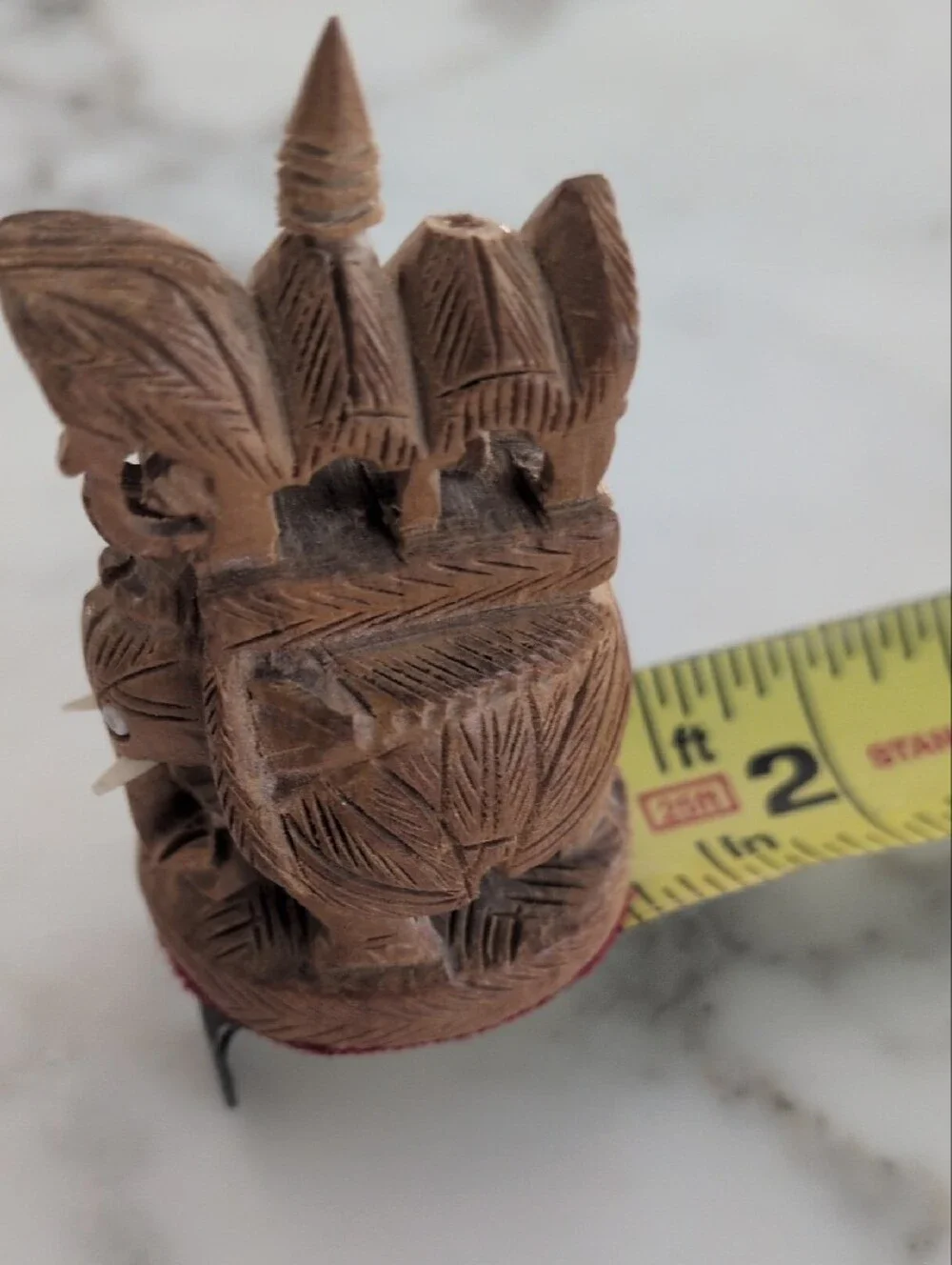 Hand-Carved Wooden Elephant Accent - Brown